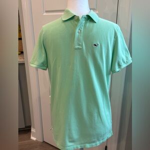Vineyard Vines Green Polo Shirt Whale Logo Preppy Cotton Size Boys L